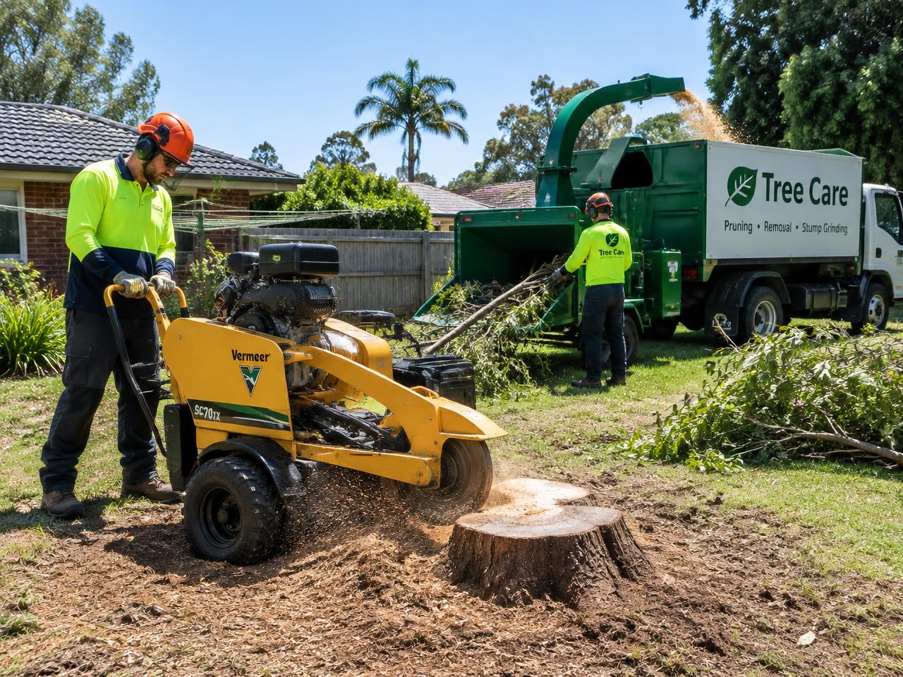 Local tree services business with a customer